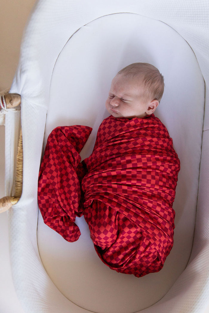 RED MINI CHECKER | SWADDLE