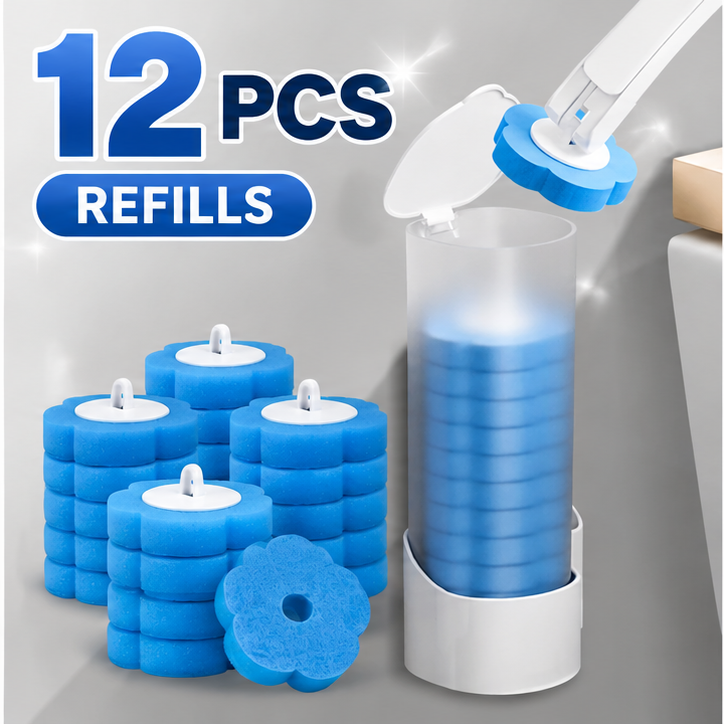 Disposable Toilet Brush with Holder & Refills – Hygienic Deep Cleaning