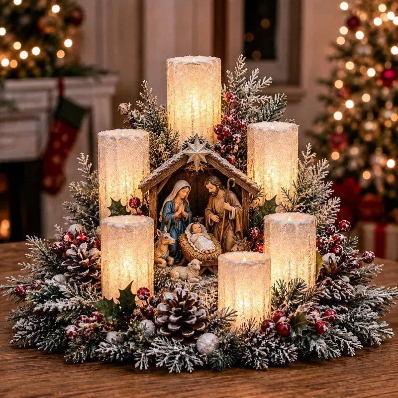 Pre-sale 🎅 Christmas Early Discount 49% Off 🎁✨🌲Christmas Lighted Centerpiece with Flameless Candle Glow