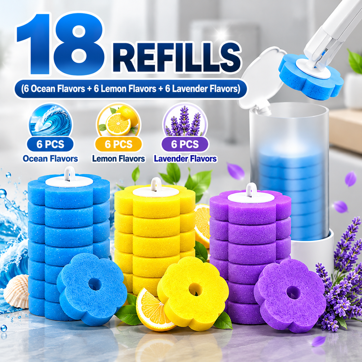 Disposable Toilet Brush with Holder & Refills – Hygienic Deep Cleaning
