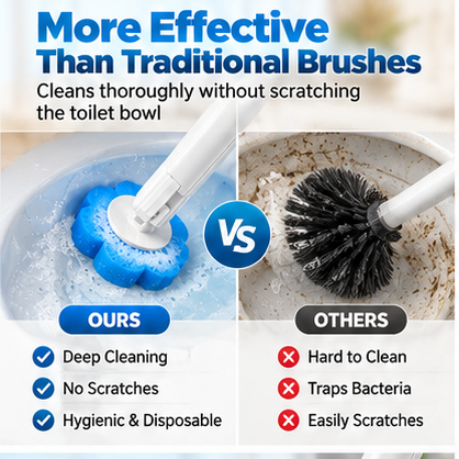Disposable Toilet Brush with Holder & Refills – Hygienic Deep Cleaning