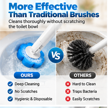 Disposable Toilet Brush with Holder & Refills – Hygienic Deep Cleaning