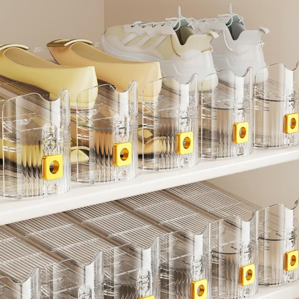 Adjustable Double-Layer Shoe Slots Organizer - Clear Shoe Stacker, 2-Pack