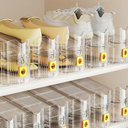 Adjustable Double-Layer Shoe Slots Organizer - Clear Shoe Stacker, 2-Pack