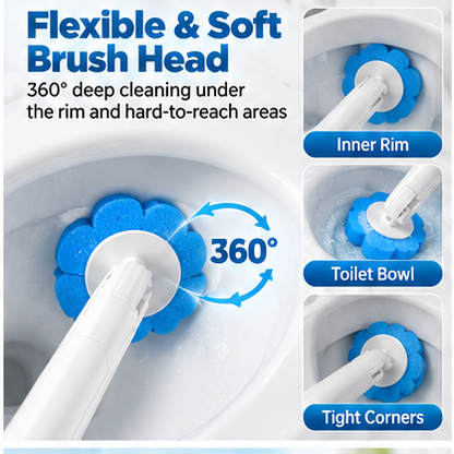 Disposable Toilet Brush with Holder & Refills – Hygienic Deep Cleaning
