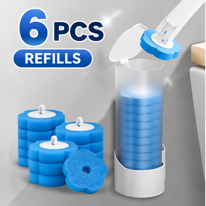 Disposable Toilet Brush with Holder & Refills – Hygienic Deep Cleaning