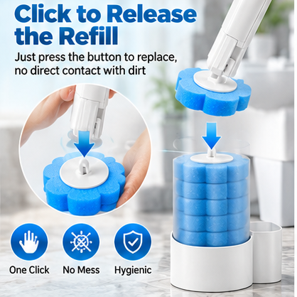 Disposable Toilet Brush with Holder & Refills – Hygienic Deep Cleaning
