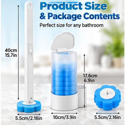 Disposable Toilet Brush with Holder & Refills – Hygienic Deep Cleaning