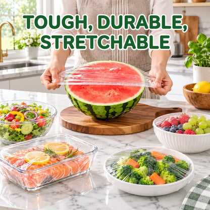 100PCS Disposable Elastic Food Covers - Kitchenware Plate Covers, Multi-Dish Lids, Plastic Wrap Alternative for Food Storage