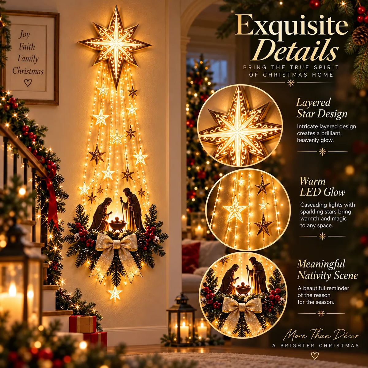Pre-sale 🎅 Christmas Early Discount 49% Off ✨✝️ Bethlehem Star of Faith™ – Lighted Nativity Wall Decor