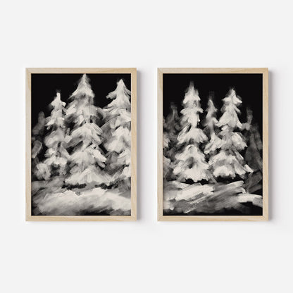 A Snowy Christmas Eve - Set of 2  - Art Prints or Canvases - Jetty Home