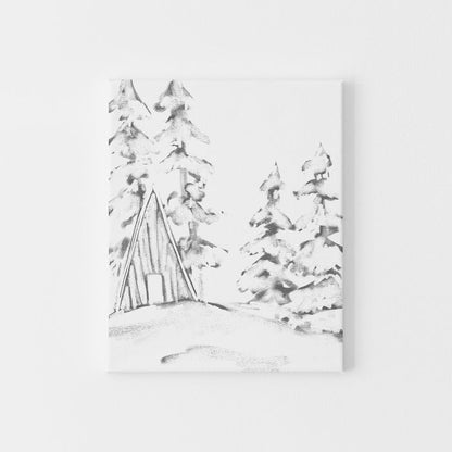 Simple Snow Covered Landscape Illustration Wall Art Print or Canvas - Jetty Home