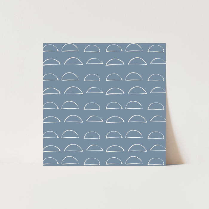 "Abstract Half Moons" Blue Illustration - Art Print or Canvas - Jetty Home