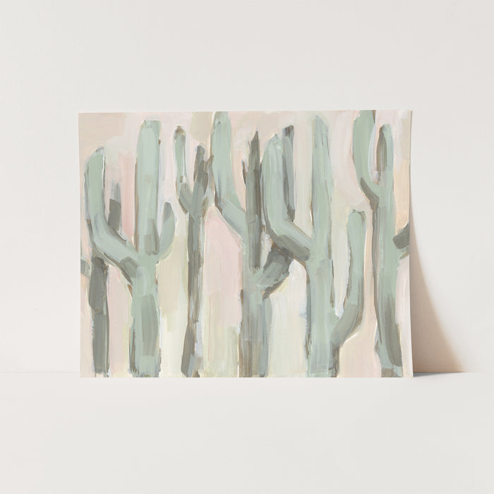 Modern Saguaro Cactus Painting Neutral Desert Wall Art Print or Canvas - Jetty Home