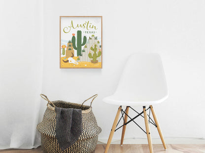 Austin Succulent Skyline Art Print - Onderkast Studio