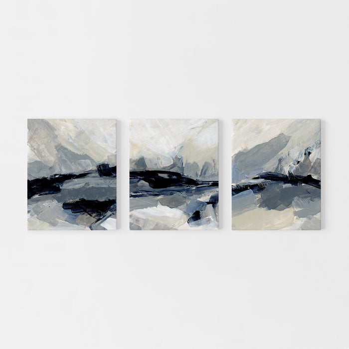 Neutral Abstract Modern Palette Knife Painting Triptych Set of Three Wall Art Prints or Canvas - Jetty Home