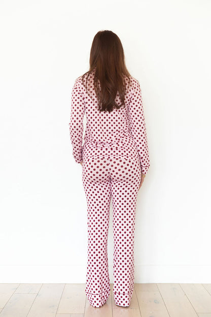 BERRY POLKA DOTS | WOMEN'S BUTTON UP LONG SLEEVE SET