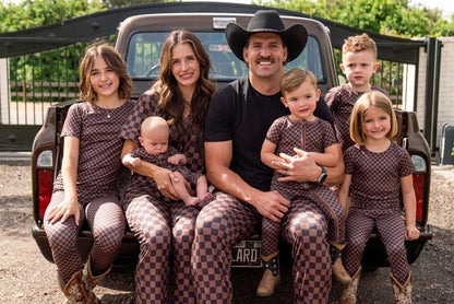 BLACK + BROWN MINI CHECKER | SHORT SLEEVE ZIPPER ONE PIECE