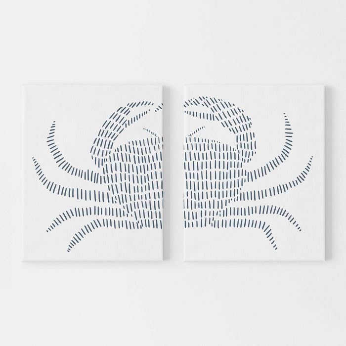 Blue Crab Nautical Diptych Set of 2 Wall Art Print or Canvas - Jetty Home