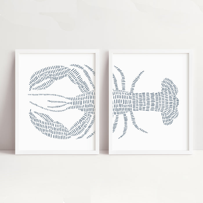 Blue Lobster - Set of 2  - Art Prints or Canvases - Jetty Home