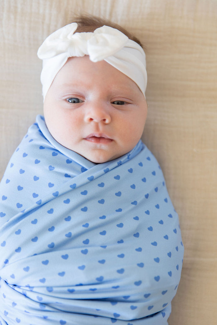 BLUE MINI HEARTS | SWADDLE