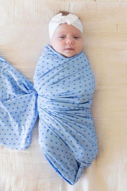 BLUE MINI HEARTS | SWADDLE