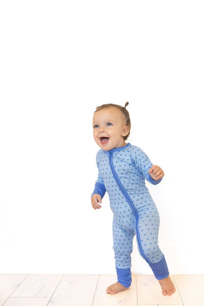 BLUE MINI HEARTS | ZIPPER ONE PIECE