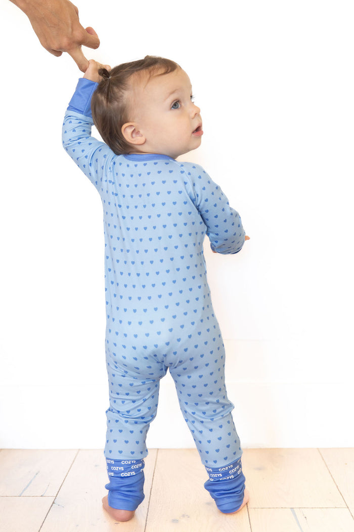 BLUE MINI HEARTS | ZIPPER ONE PIECE