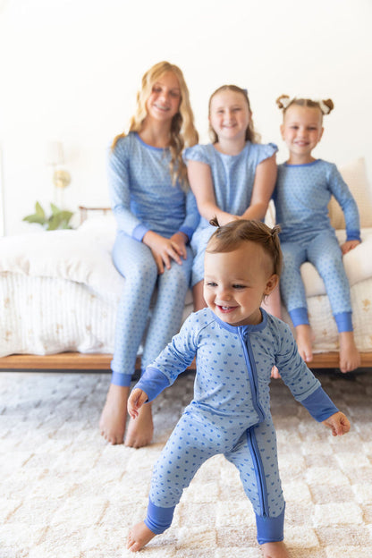 BLUE MINI HEARTS | ZIPPER ONE PIECE