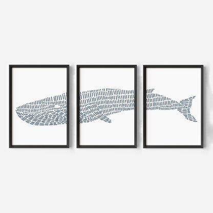 Blue Whale Illustration - Set of 3 - Jetty Home