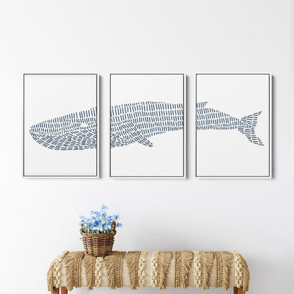 Blue Whale Illustration - Set of 3 - Jetty Home