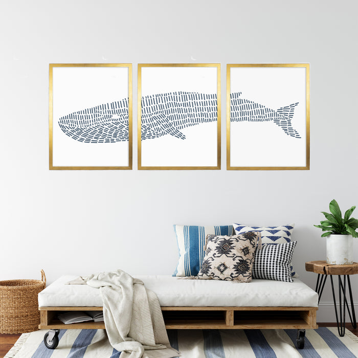 Blue Whale Illustration - Set of 3 - Jetty Home