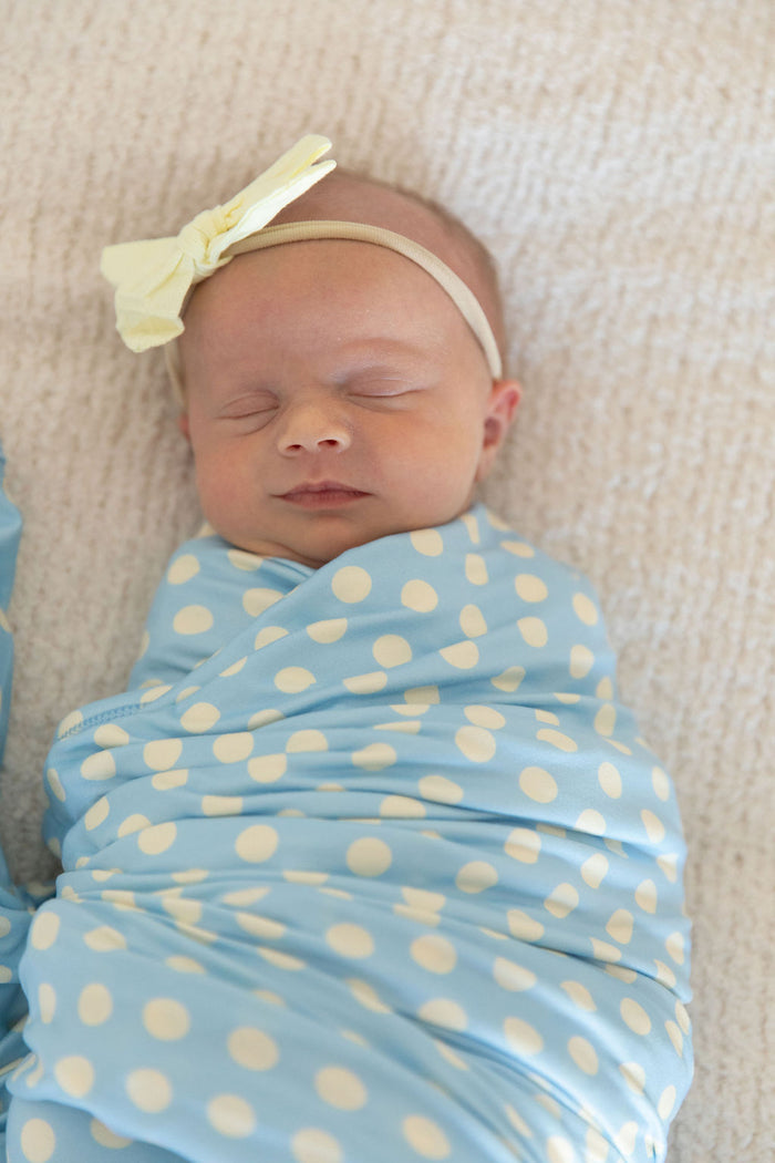 BLUE + YELLOW POLKADOTS | SWADDLE