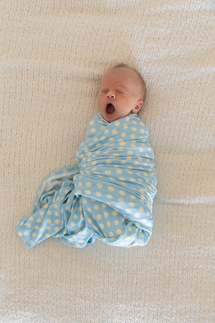 BLUE + YELLOW POLKADOTS | SWADDLE