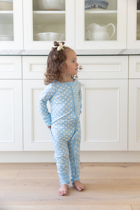 BLUE + YELLOW POLKADOTS | ZIPPER ONE PIECE