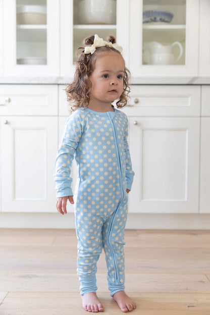 BLUE + YELLOW POLKADOTS | ZIPPER ONE PIECE