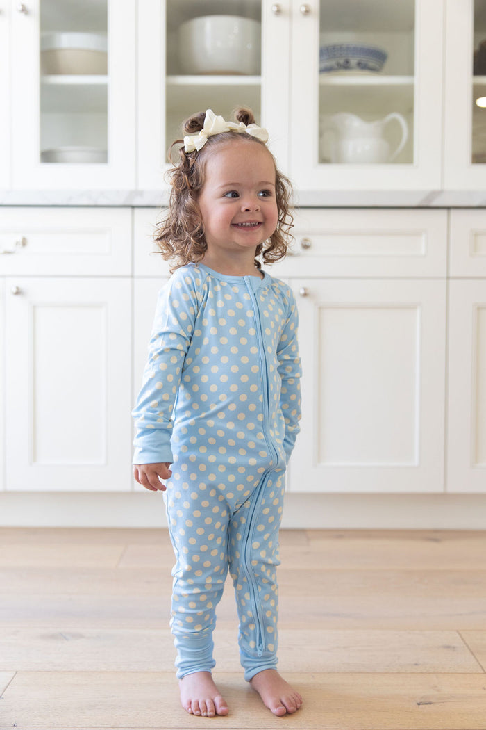 BLUE + YELLOW POLKADOTS | ZIPPER ONE PIECE