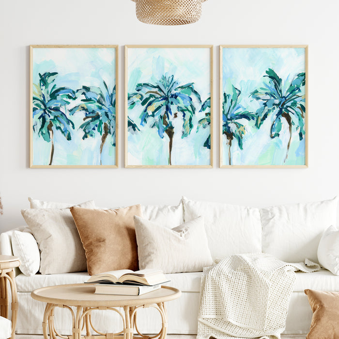 Breezy Island Palms - Set of 3  - Art Prints or Canvases - Jetty Home