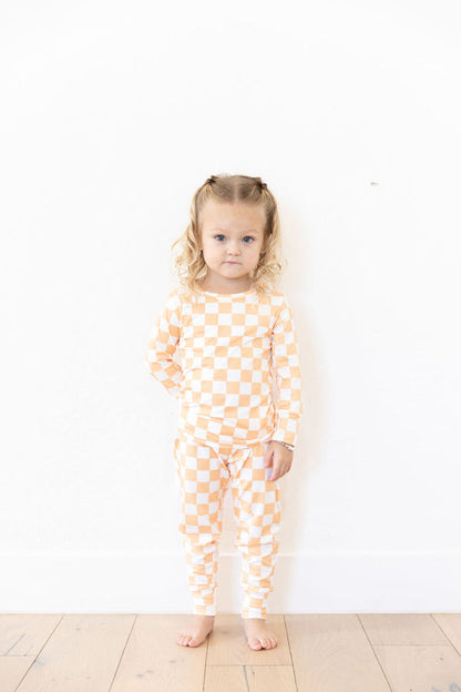 BRIGHT ORANGE + WHITE CHECKER | LONG SLEEVE