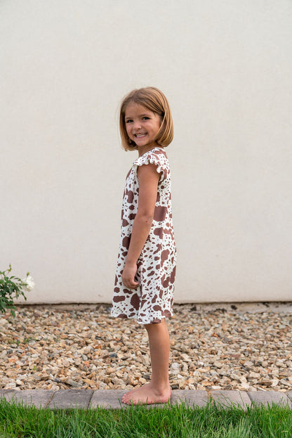 BROWN CATTLE | RUFFLE SLEEVE DRESS