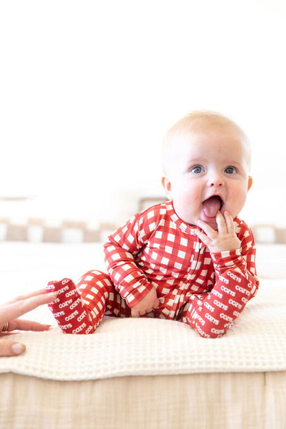 CANDY CANE GINGHAM | FOOTIE ONE PIECE