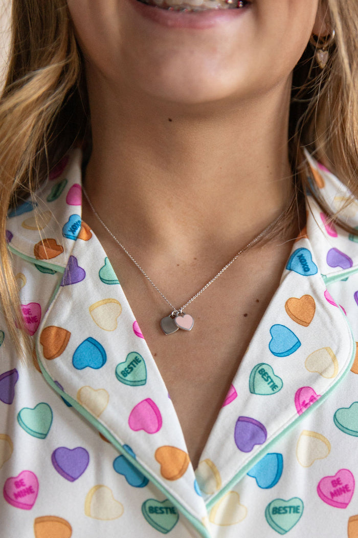 CANDY HEARTS | GIRLS' BUTTON UP SHORT SLEEVE SET