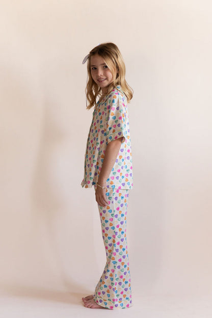 CANDY HEARTS | GIRLS' BUTTON UP SHORT SLEEVE SET