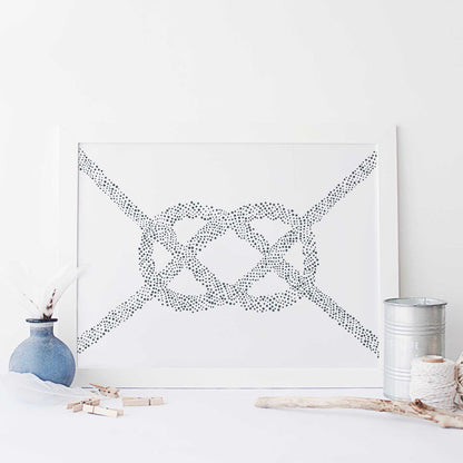 Carrick Bend Knot Nautical Illustration Wall Art Print or Canvas - Jetty Home