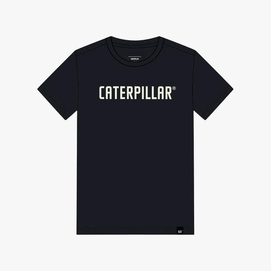 Caterpillar Mens Short Sleeve Puff Print Tee Pitch Black | Caterpillar