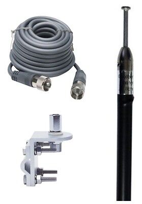 CB Antenna Kit - Skipshooter 7' Black Single Antenna RG8X Coax & Bracket Combo - CB Radio Supply