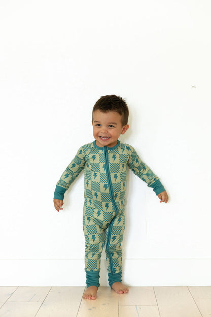 CHECKER LIGHTNING BOLTS | ZIPPER ONE PIECE