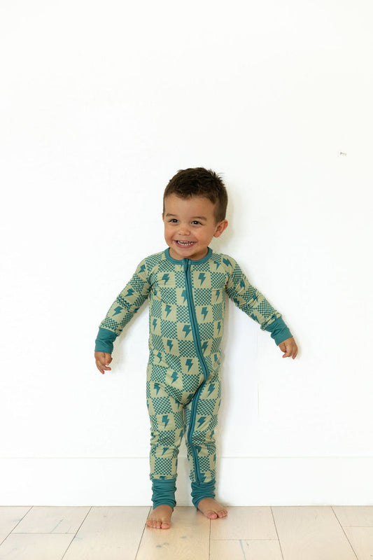 CHECKER LIGHTNING BOLTS | ZIPPER ONE PIECE