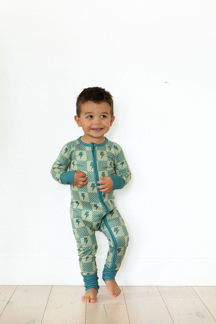 CHECKER LIGHTNING BOLTS | ZIPPER ONE PIECE