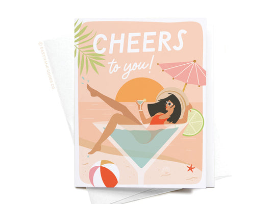 Cheers to You Martini Girl Greeting Card - Onderkast Studio